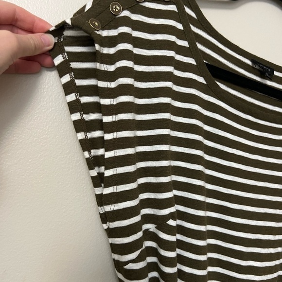 Talbots, olive green Chirping Stripe Belted Knit Nautical Shift Dress, Size M - Picture 8 of 10